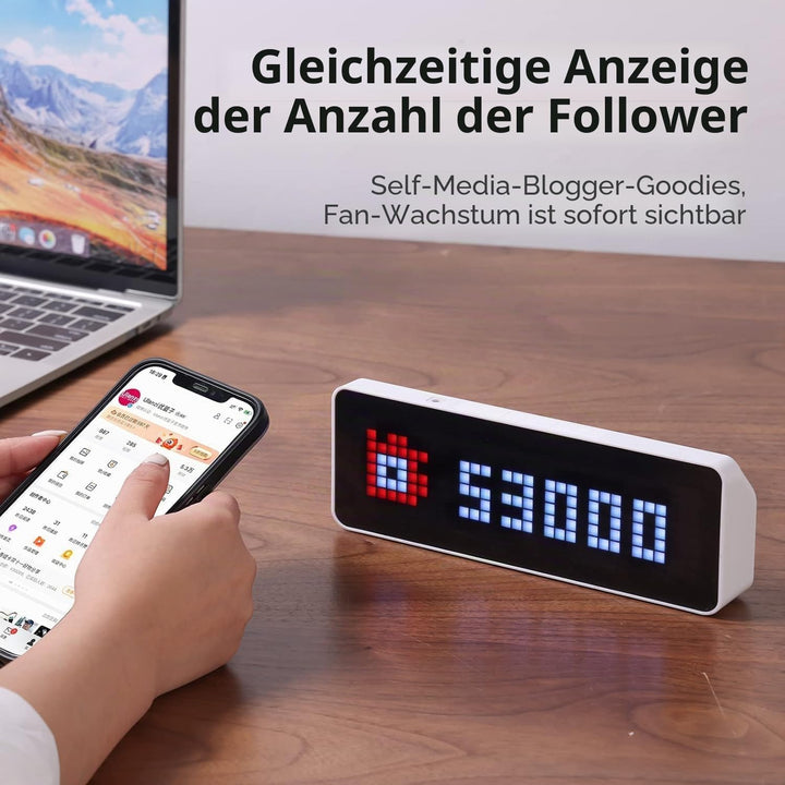 ULANZI TC001 Smart Pixel Clock, Social Media Counter, Digitaler Wecker mit Wetter, AWTRIX Simulator,