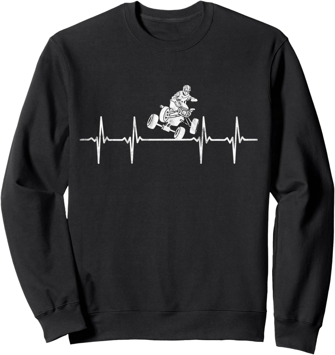 ATV Quad Bike Heartbeat - Retro Vierrad Sweatshirt