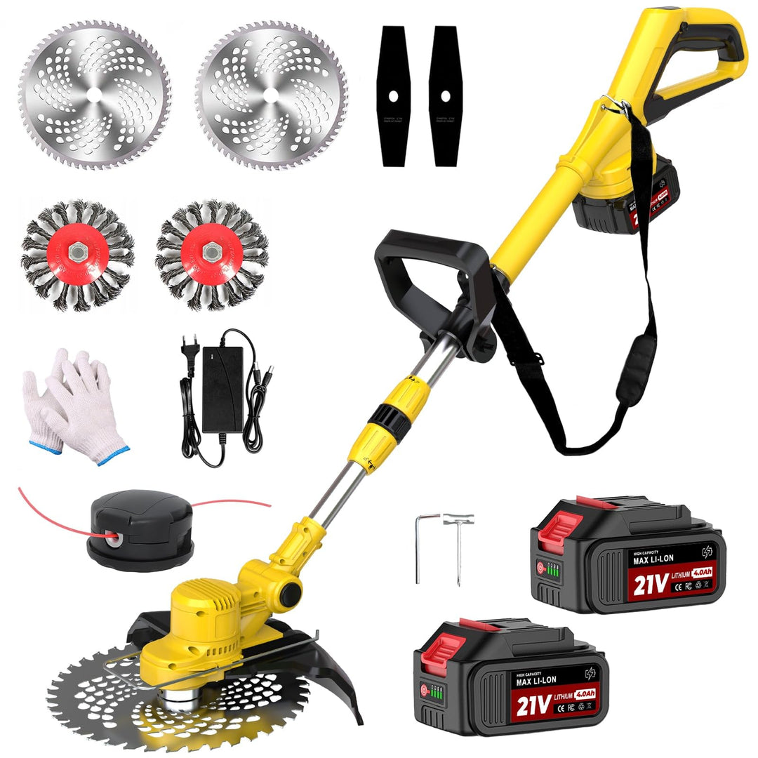 Akku Rasentrimmer für Makita Akkus, Rasentrimmer mit Akku 21V, Rasentrimmer mit Unkrautbürste, Freis