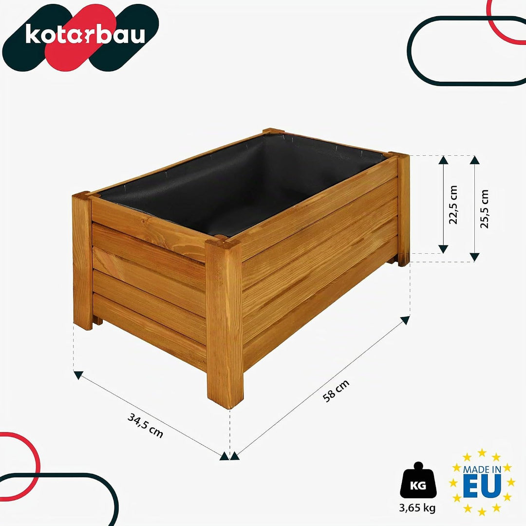KOTARBAU® Blumenkasten - 58 x 34 x 25 cm - Pflanzkasten mit Vlies - Pflanzkübel gross aussen - Balko
