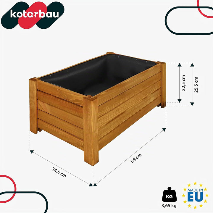 KOTARBAU® Blumenkasten - 58 x 34 x 25 cm - Pflanzkasten mit Vlies - Pflanzkübel gross aussen - Balko