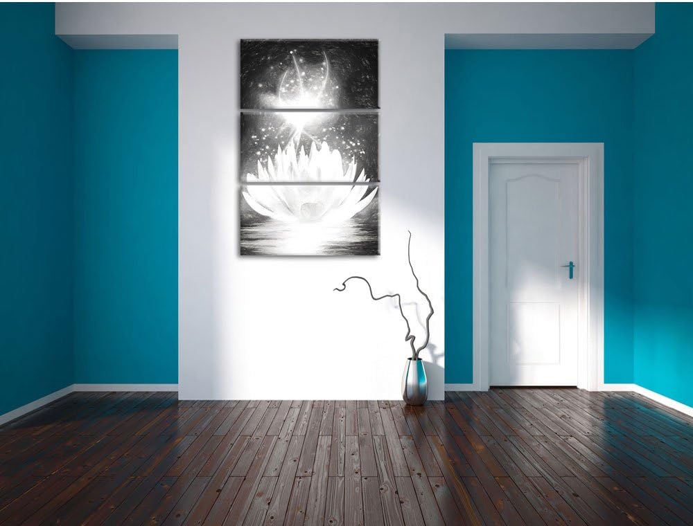 Pixxprint abstrakte Seerose Kunst als Leinwandbild/Grösse: 3 Teilig (120x80) cm/Wandbild/Kunstdruck/