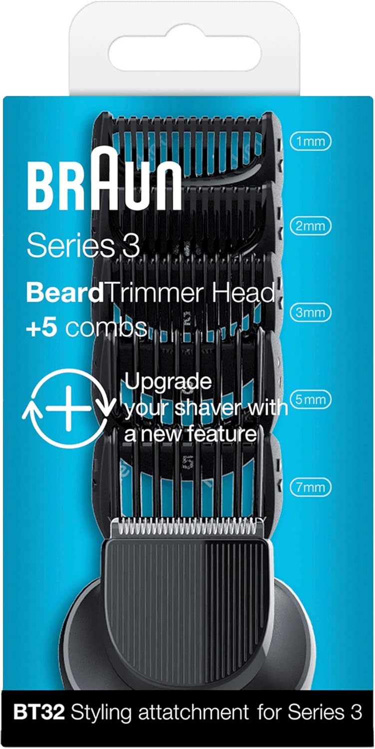 Braun 4210201151760 BartTrimmer Head + 5 Aufsätze BT32 - Kombatibel mit allen Series 3 Rasierern 5 B