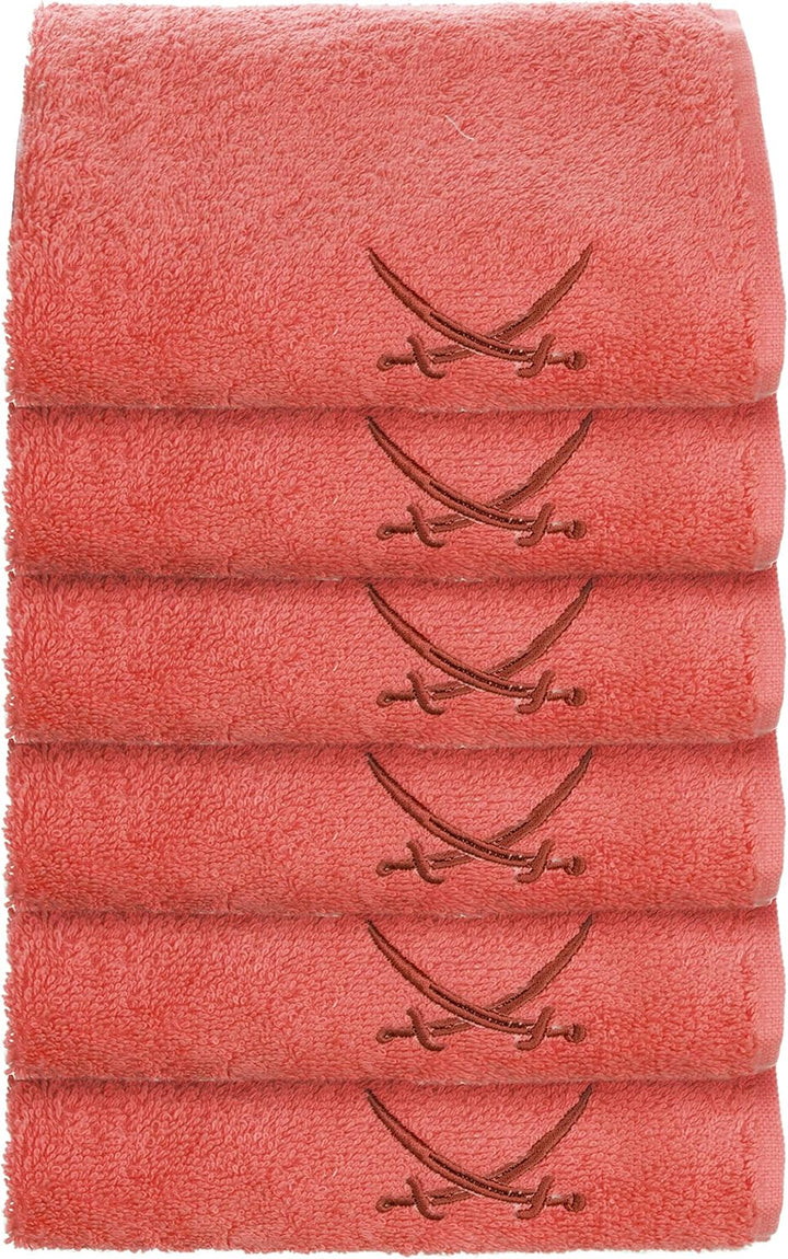Sansibar Gästehandtuch 6er Set 30x50 cm 100% Baumwolle mit gesticktem Säbel Logo Set Handtuch Seiftu
