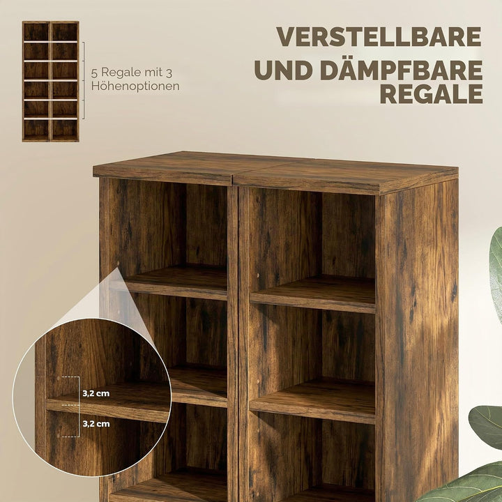 HOMCOM 2er-Set Regalsäulenschrank CD-DVD-Aufbewahrungsschrank 6 + 6 Fächer 21 x 22,5 x 88,5 cm max.