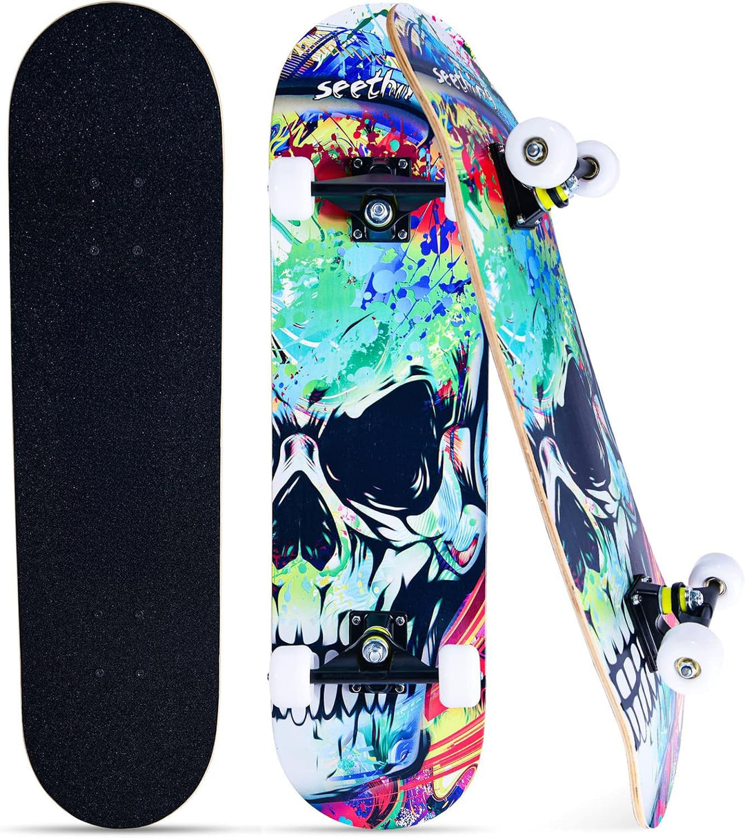 Skateboards für Anfänger, Kinder, Jungen, Mädchen und Erwachsene, 78,9 x 20,3 cm, 7-lagiger Ahorn, D