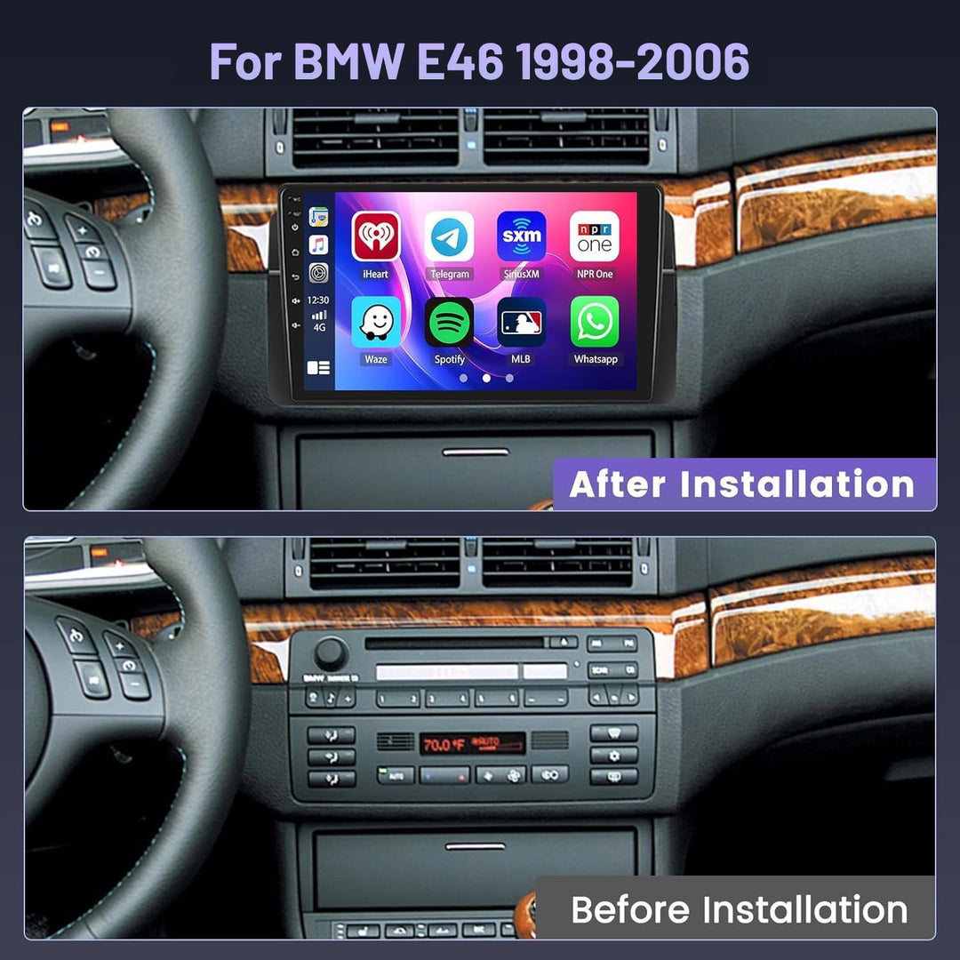 Hikity 5G WiFi 4+64G Android Autoradio für BMW E46 1998-2006, 9-Zoll-IPS-Touchscreen mit Wireless Ca