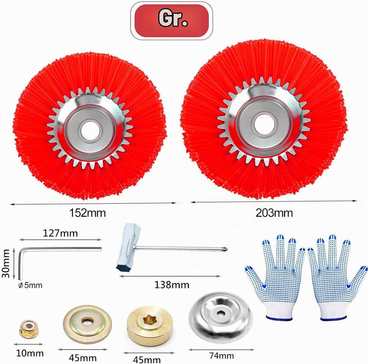 2 PCS Nylon-Unkrautbürste für Motorsense,6 Zoll+8 Zoll 25,4 mm Wildkrautbürste Weed Brush,Hochwertig