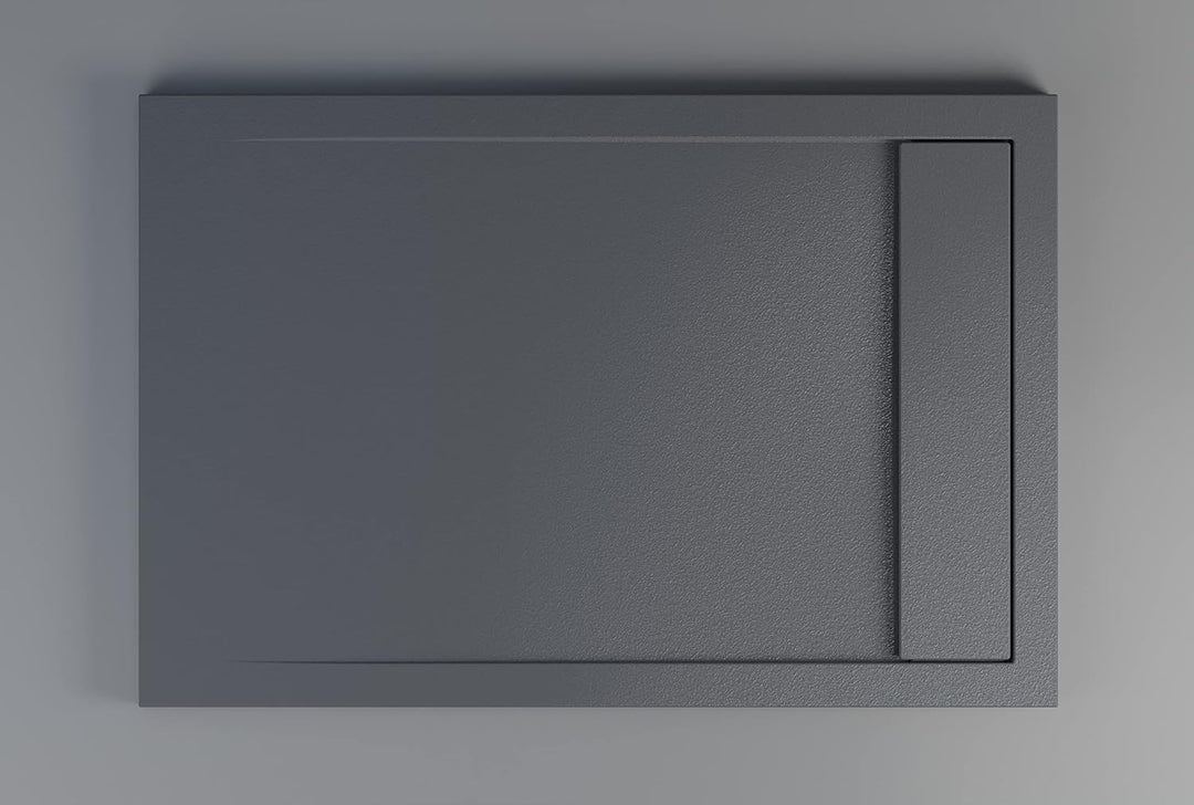 BERNSTEIN Duschtasse 80x120 cm Anthrazit Matt Flache Bauhöhe, Duschwanne aus Mineralguss, Rechteckig