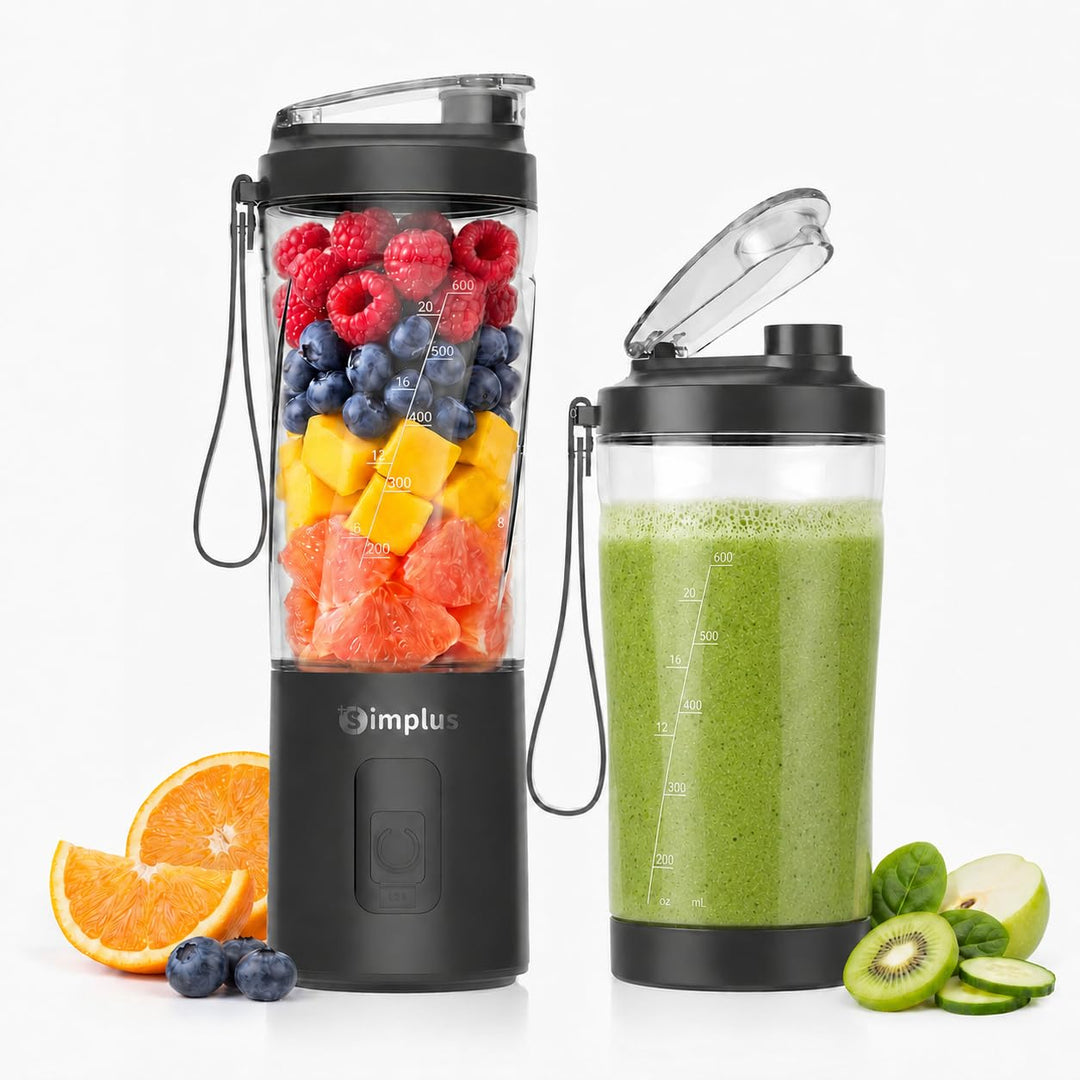 SIMPLUS Tragbarer Mixer 800ml Smoothie Maker To Go, USB-C Wiederaufladbarer Mini Standmixer, 6 Edels