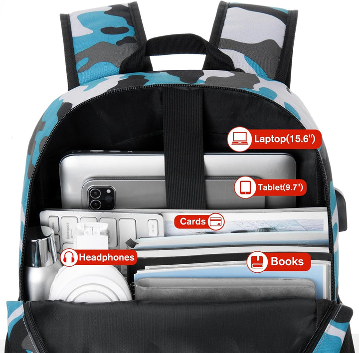 YAMTION 17,3 Zoll Schulrucksack Jungen Teenager Rucksack Laptop Herren,Schulranzen Schultasche für U