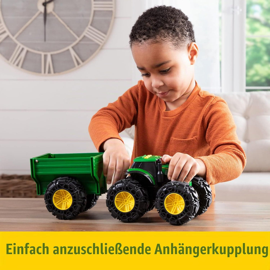 Tomy 47353 John Deere Treads Traktor Wagon, Monster Truck Spielzeug Rädern, Grünes Kinderspielzeug,