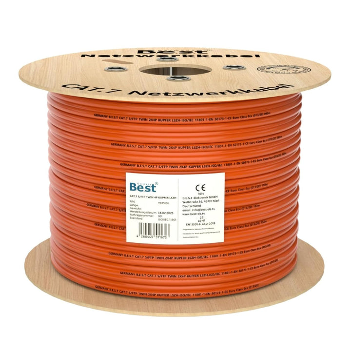 Germany B.e.s.t CAT 7 200M Duplex Netzwerkkabel Verlegekabel Kupfer LAN Kabel Ethernetkabel S/FTP 10