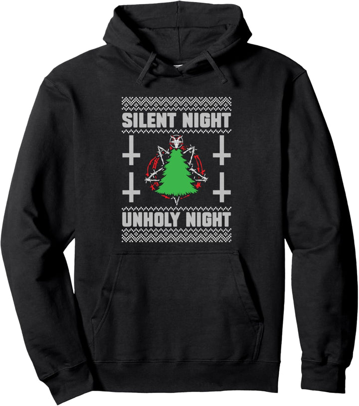 Stille Nacht Unholy Night Satan Anbetung Symbole Xmas Time Pullover Hoodie