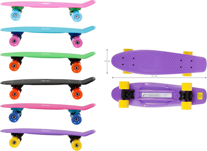 Skateboard Mini Cruiser Board, Komplettboard, Retro-Style für Kinder & Jugendliche, Komplettboard, P