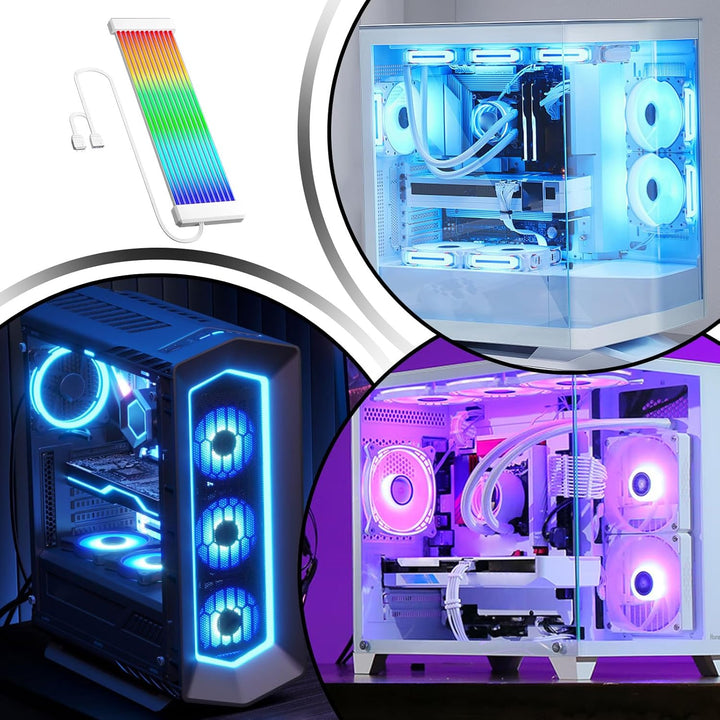 RGB-LED-Streifen, Neon-Silikonkabel, 24-polig, Kabelabdeckung für Motherboards, für Grafikkarte, Com