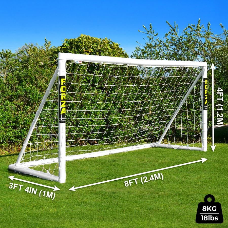 FORZA Fussballtor 2,4 m x 1,2 m – Robustes uPVC Tor für Garten &amp; Training – Wetterfestes Jugendtor m
