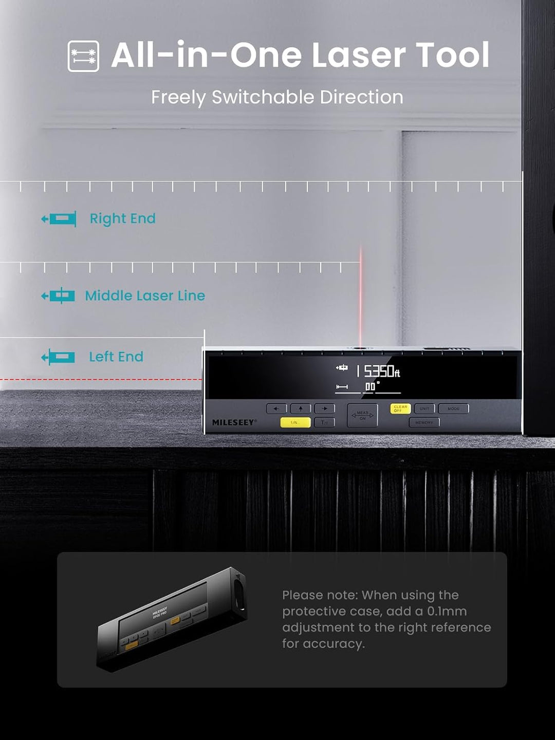 MiLESEEY DP20 Laser Entfernungsmesser Bilateral, Laser Messgerät mit Mittleren Laser Referenz, Wiede