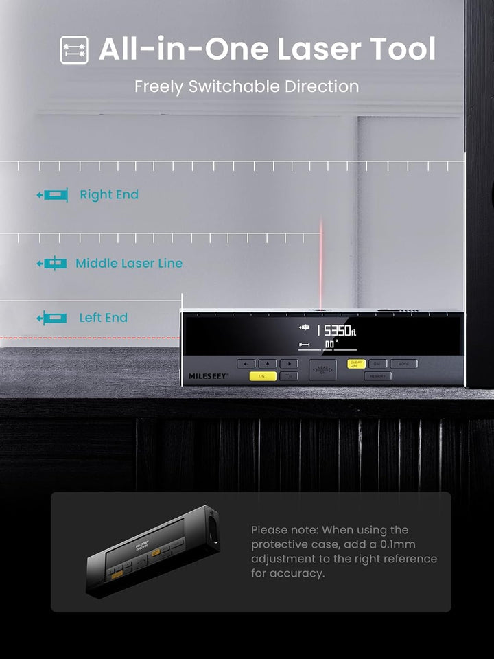 MiLESEEY DP20 Laser Entfernungsmesser Bilateral, Laser Messgerät mit Mittleren Laser Referenz, Wiede