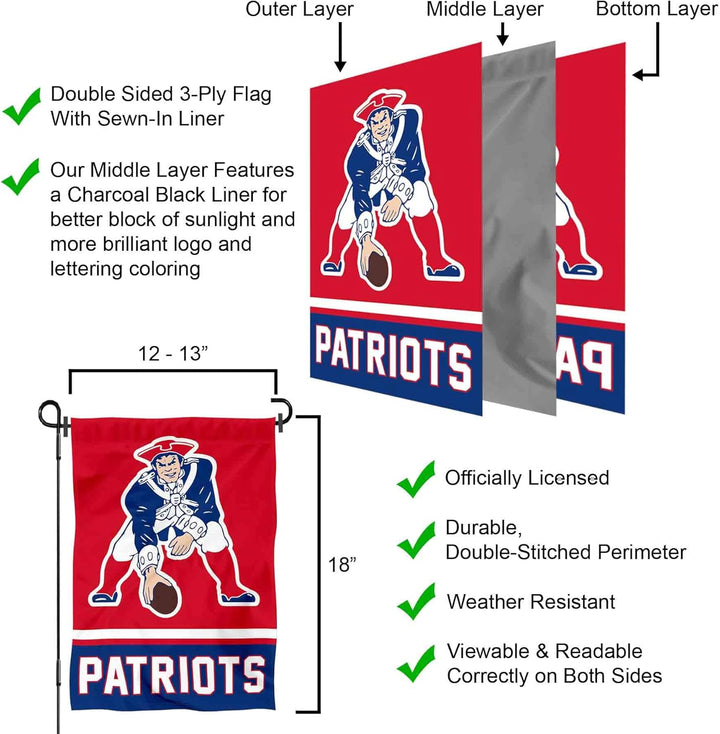 WinCraft New England Patriots Retro Pat Patriot Double Sided Garden Flag