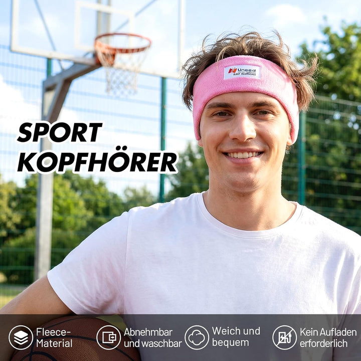 Sharplace Schlafkopfhörer Stirnband mit Kabel, Kopfhörer im Stirnband Sport, Soft Comfortable Wired