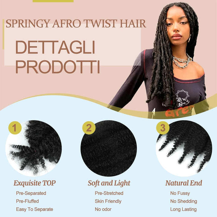 LPARMJIT Springy Afro Twist Haar 16 Zoll 8 Packungen Vorgetrennte Kinky Marley Twist Flechten Haar F