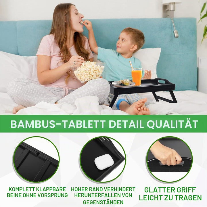 Betttablett, zusammenklappbare Beine mit Griffen, Frühstückstablett für Sofa, Essen, Zeichnen, Platt