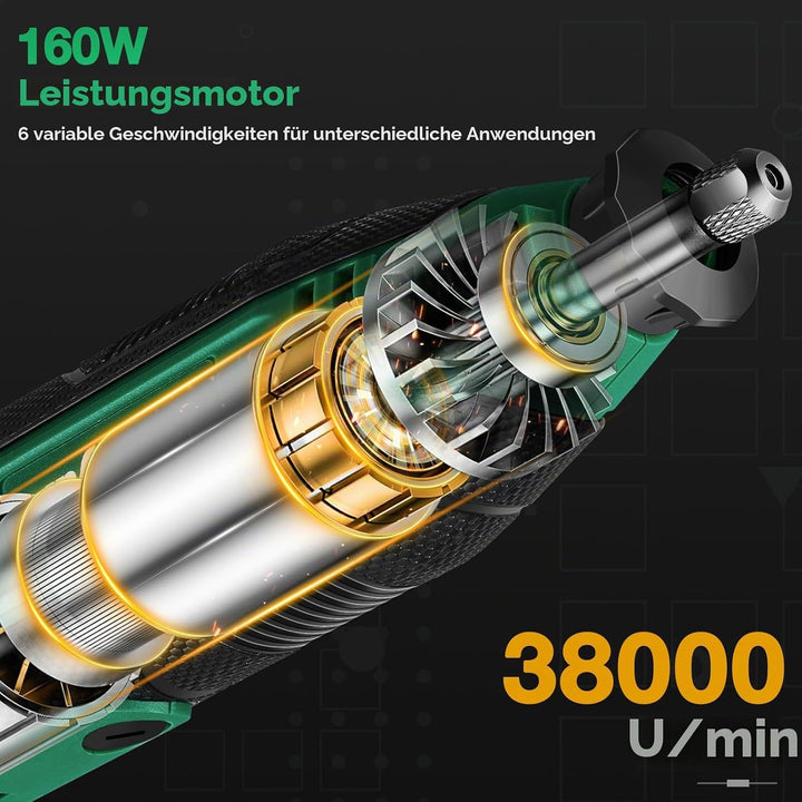 Multifunktionswerkzeug 160W, Rotationswerkzeug 6 Variable Drehzahl 12000–38000 U/Min, mit 352 Zubehö