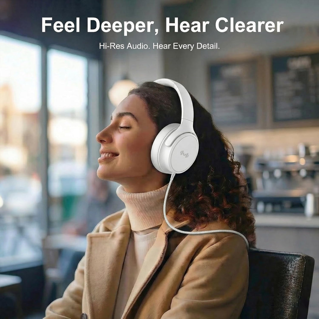 Kabel-Over-Ear-Kopfhörer, Mikro, 3,5 mm, USB-C-Adapter, Weiss | Falt- und verstellbare Kopfhörer mit