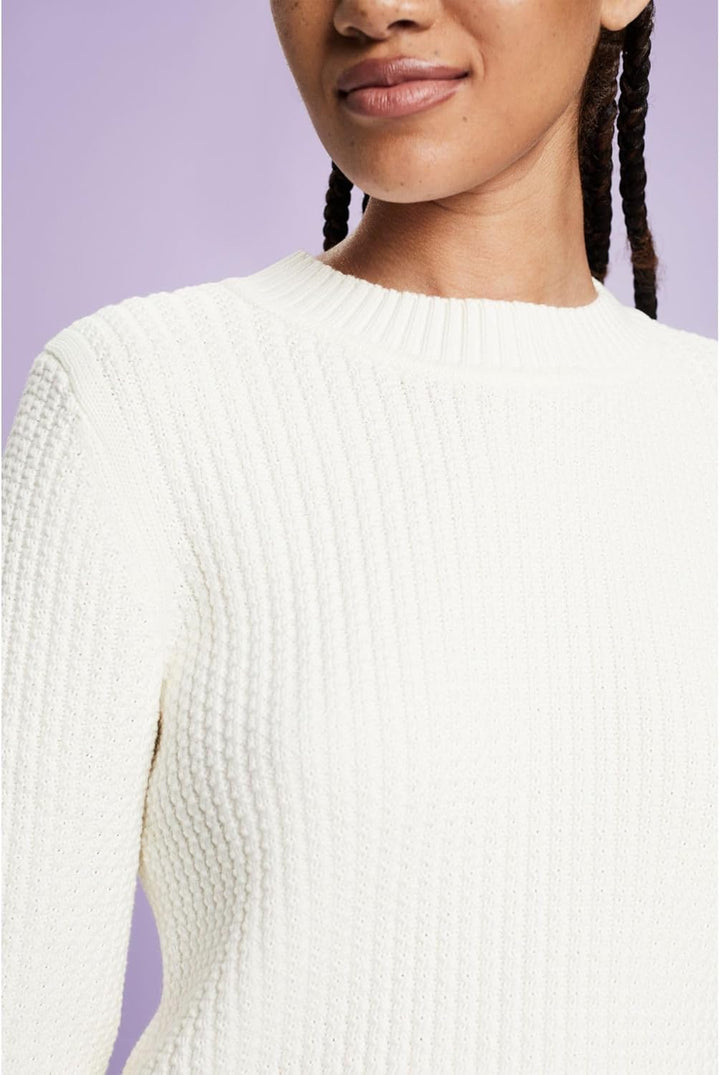 ESPRIT Strukturierter Strickpullover mit Rundhalsausschnitt