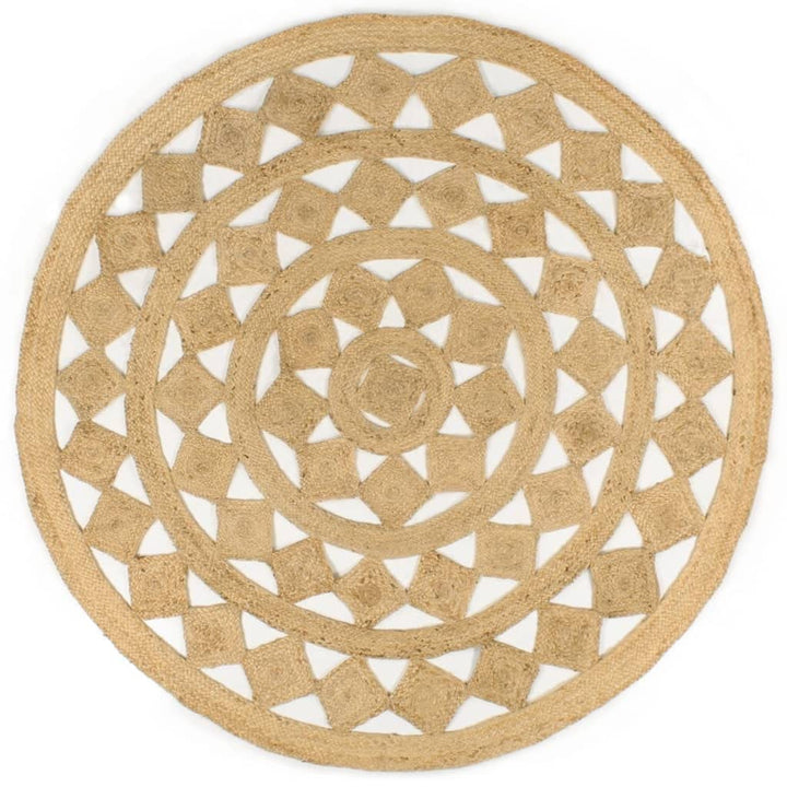 homiuse Teppich Handgefertigt Geflochten Jute 180 cm Teppich Wohnzimmer Teppich Rund Outdoor Teppich