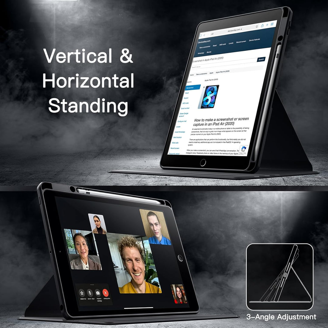 JETech Rotierende Hülle für iPad 9/8/7 (10,2 Zoll, Modell 2021/2020/2019, 9./8./7. Generation) mit S