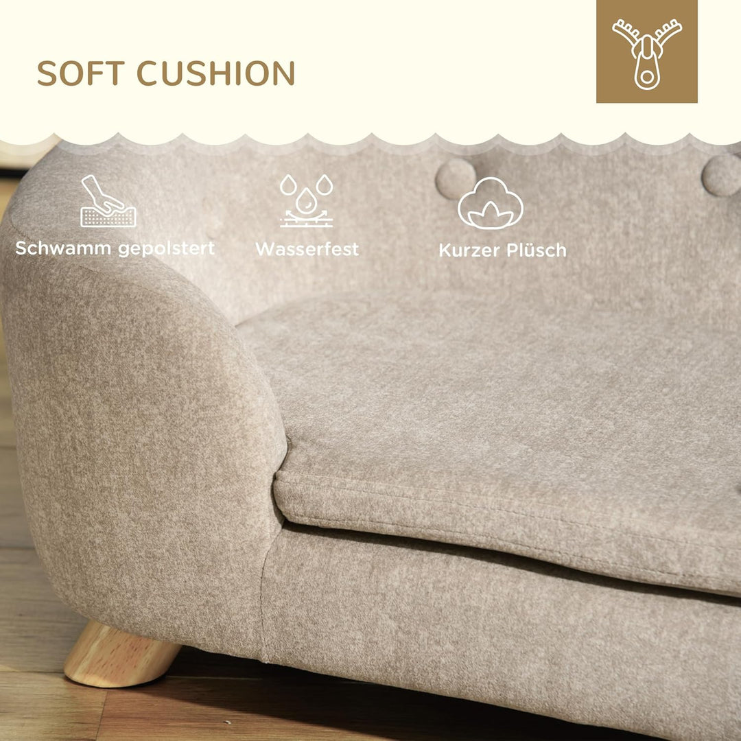 PawHut Haustiersofa Hundematte Hundebett Hundesofa Hundecouch Katzen Sofa mit Kissen Rückentasche Pl