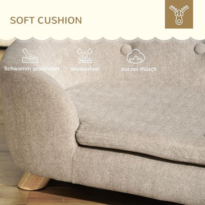 PawHut Haustiersofa Hundematte Hundebett Hundesofa Hundecouch Katzen Sofa mit Kissen Rückentasche Pl