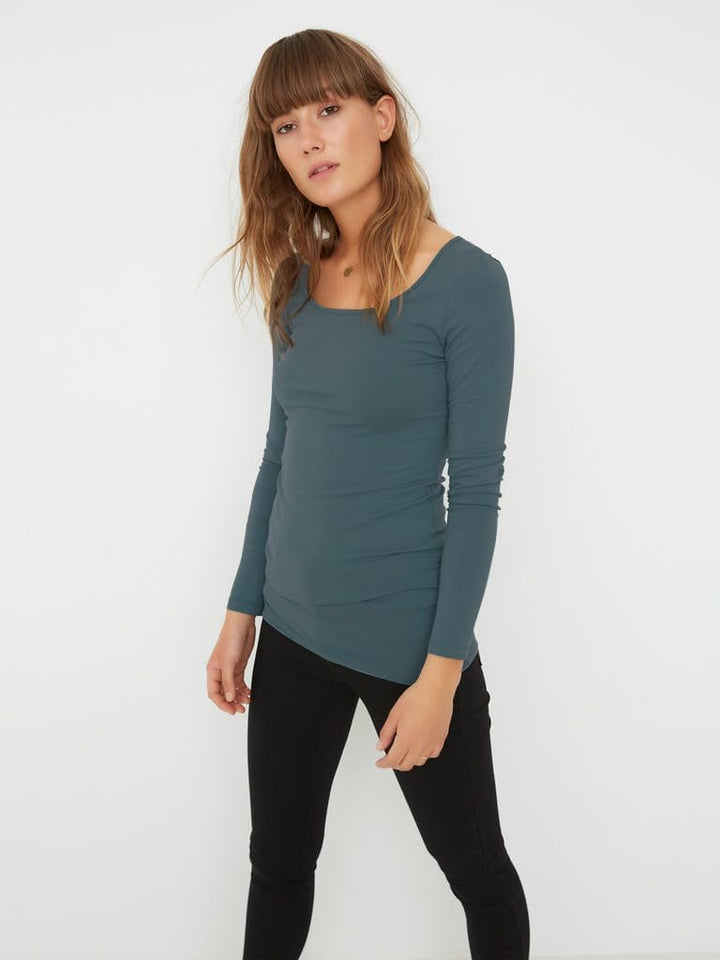 VERO MODA Female Top VMMAXI 2-Pack T-Shirt S 2er Pack (1x Sea Moss/1x Stormy Weather), S 2er Pack (1
