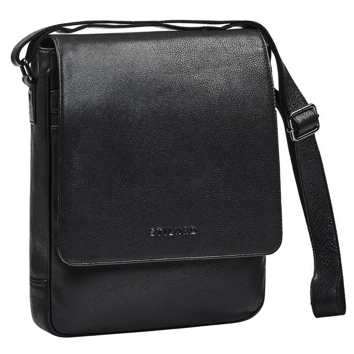 STILORD Ottavio Mittelgrosse Umhängetasche Herren Leder Hochformat Messenger Bag 13,3 Zoll Laptoptas