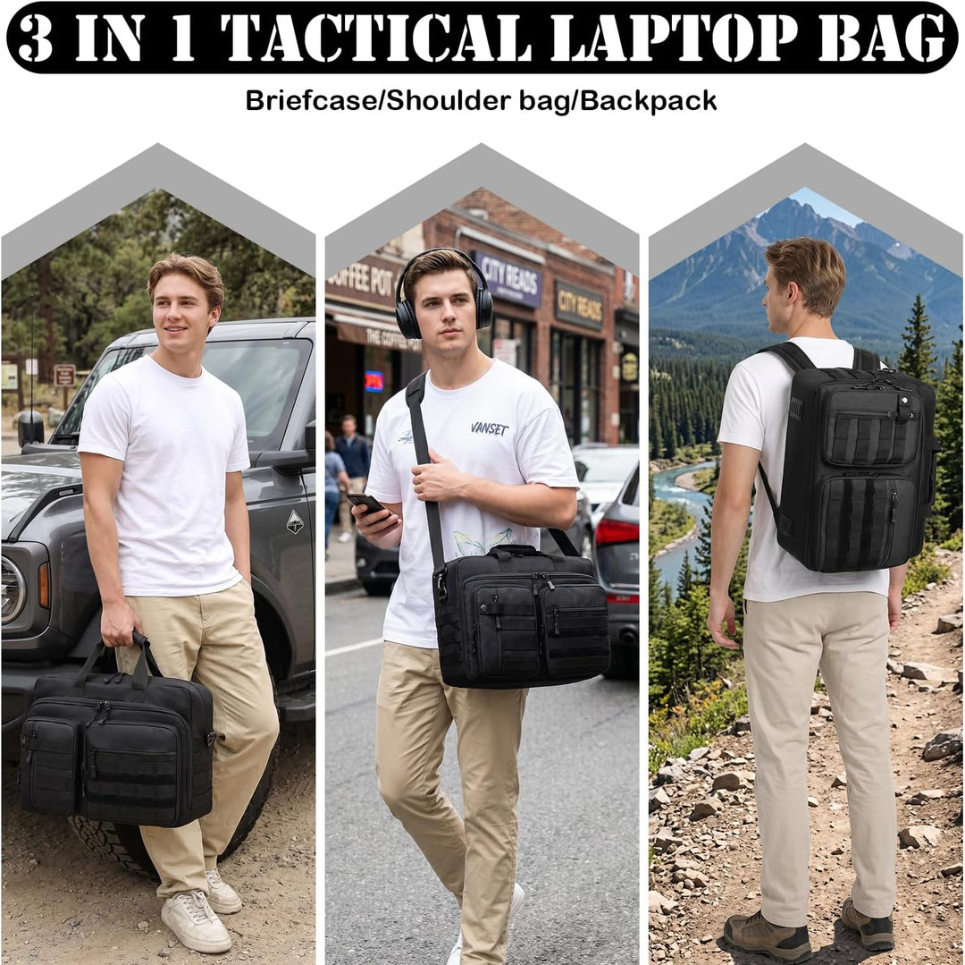 17,3 Zoll taktische Laptoptasche Arbeitstasche Herren Militär-Rucksack | Aktentasche wasserabweisend