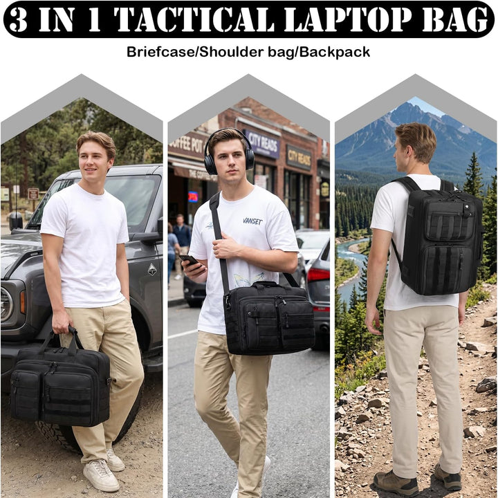 17,3 Zoll taktische Laptoptasche Arbeitstasche Herren Militär-Rucksack | Aktentasche wasserabweisend
