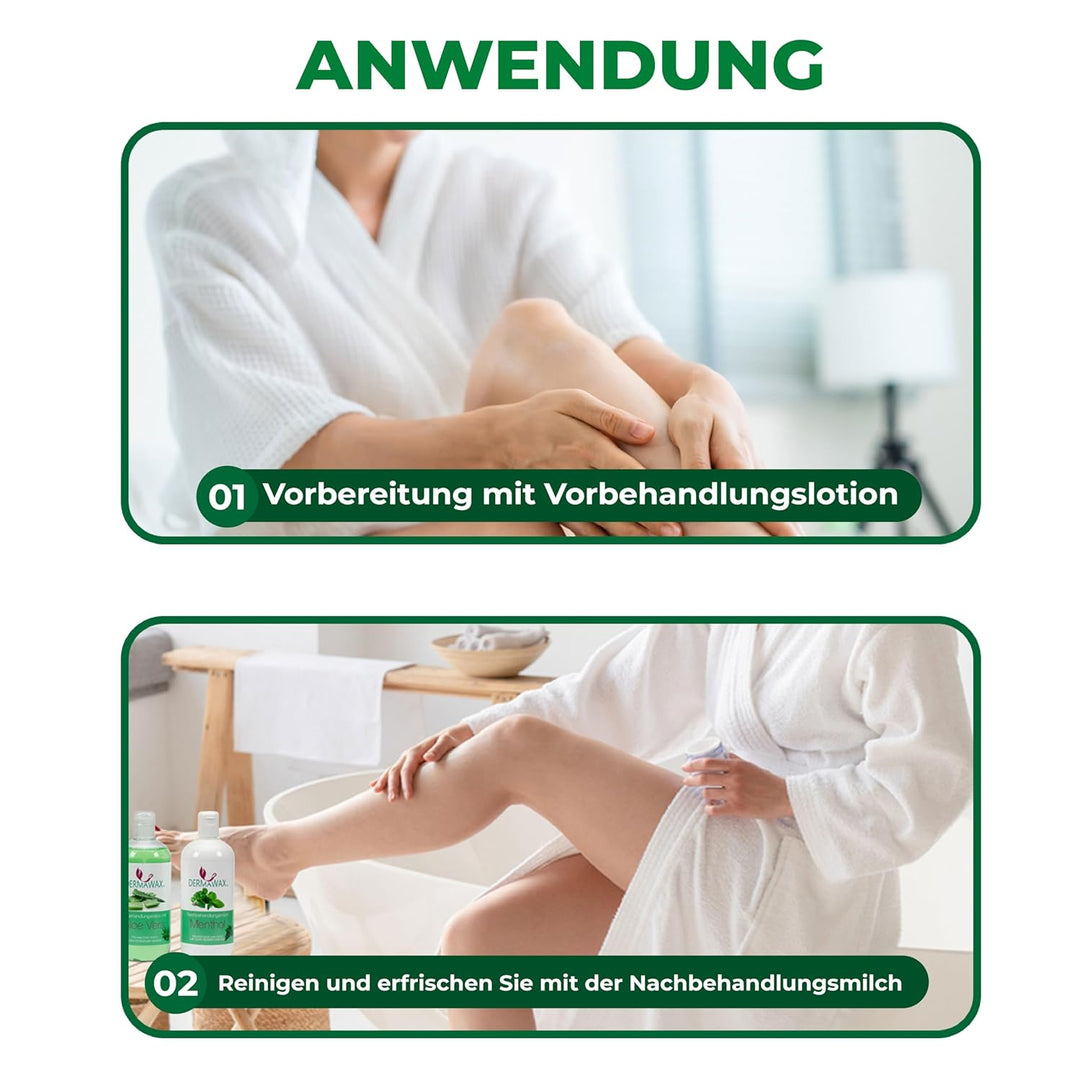 Dermawax Waxing Vor- und Nachbehandlung Set Hautpflege Tonisierende Vorbehandlungslotion Cleanser mi