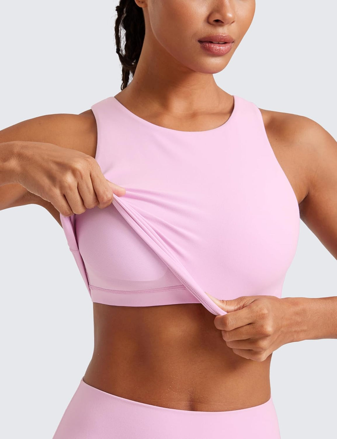 CRZ YOGA Damen Butterluxe Racerback Sport BH Gepolstert Ohne Bügel Crop Tops Longline Yoga Tank Top
