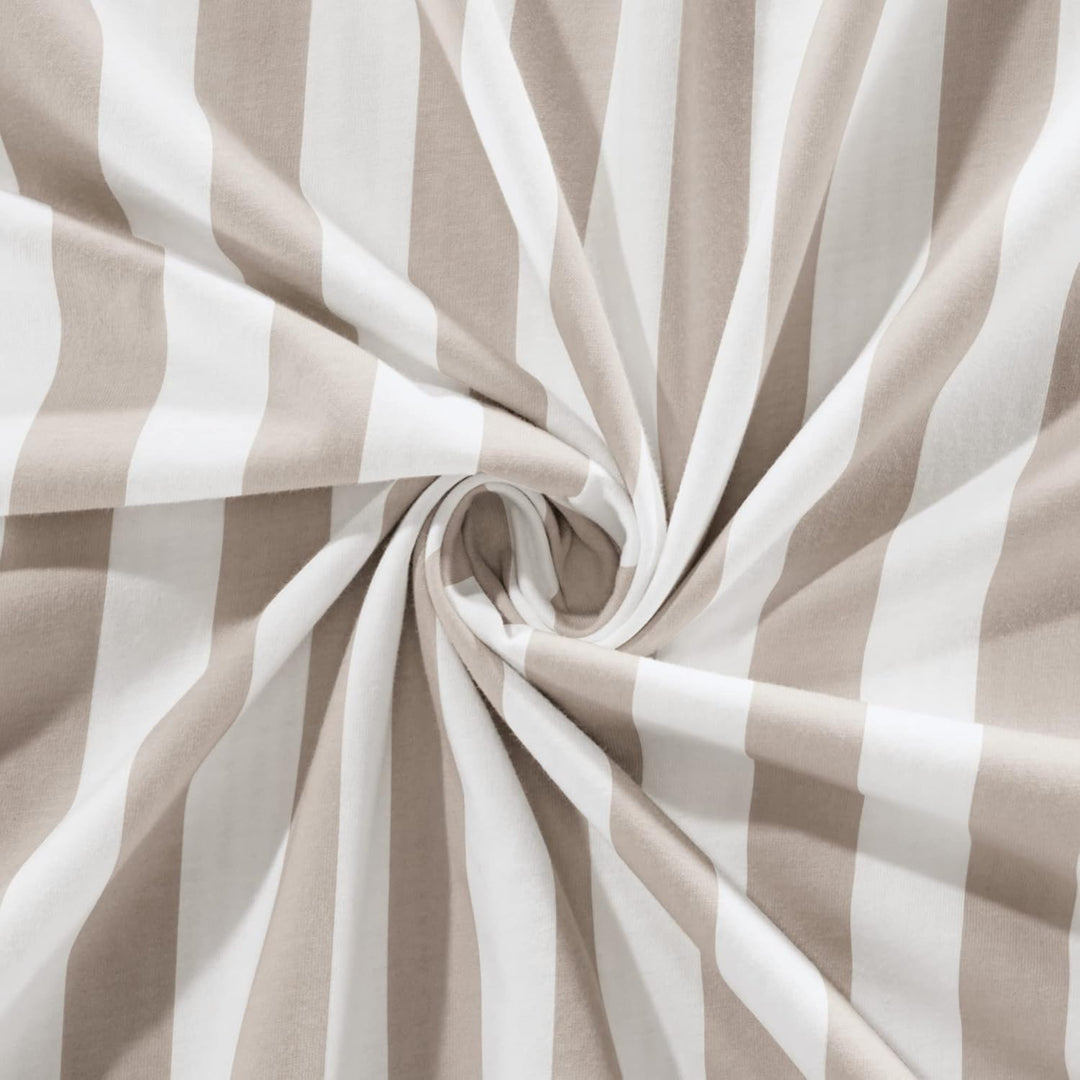 Erwin Müller Wende-Bettwäsche, Bettbezug, Kissenbezug Single-Jersey Streifen Taupe-weiss Grösse 135x