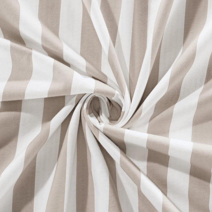 Erwin Müller Wende-Bettwäsche, Bettbezug, Kissenbezug Single-Jersey Streifen Taupe-weiss Grösse 135x