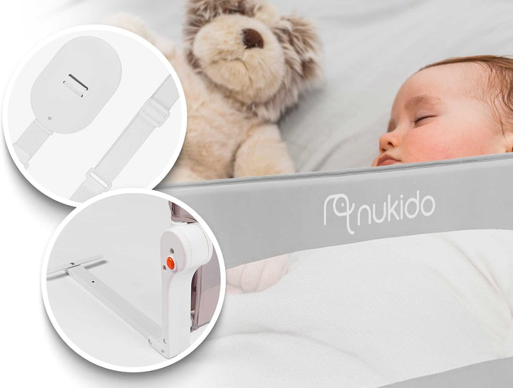 Nukido Sicherheitsbarriere Sicherheitsgitter für Bett Kinderbett Sicherheitsgeländer Schutzgeländer