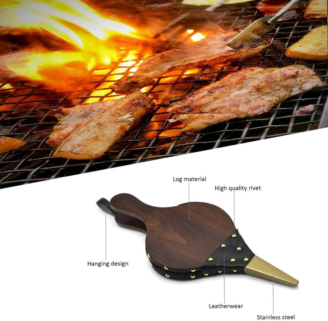 Blasebalg, Blasebalg für Kamin und Grill, Aufhängeschlaufe, Klein Grillgebläse Handblasebalg Luftblä