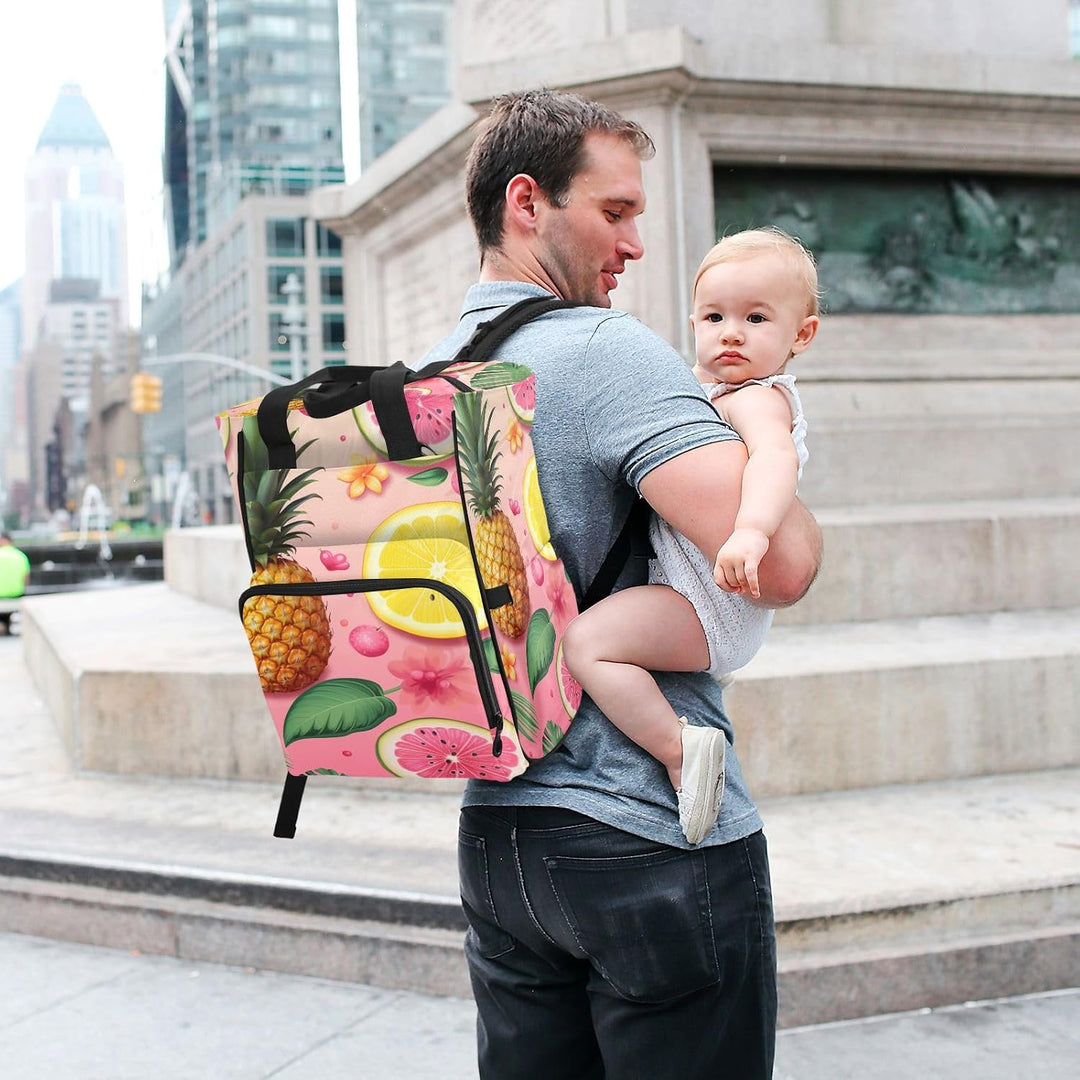 Gelbe Ananas Zitronen Tropisch Wickeltasche Reiserucksack Grosse Kapazität Schulter Mom Taschen für