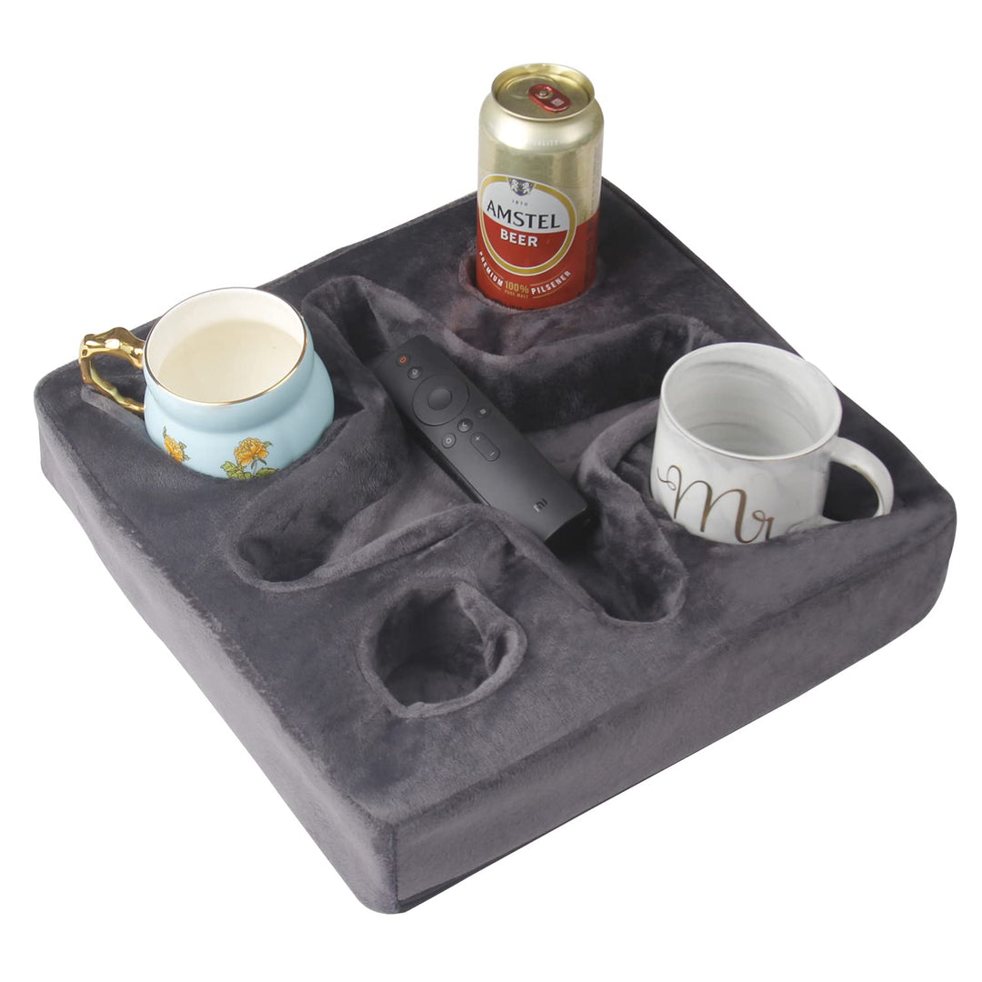 Couch- und Bett-Becherhalter, Kissen, Sofa-Erfrischungstablett für Getränke/Fernbedienung/Snack-Halt