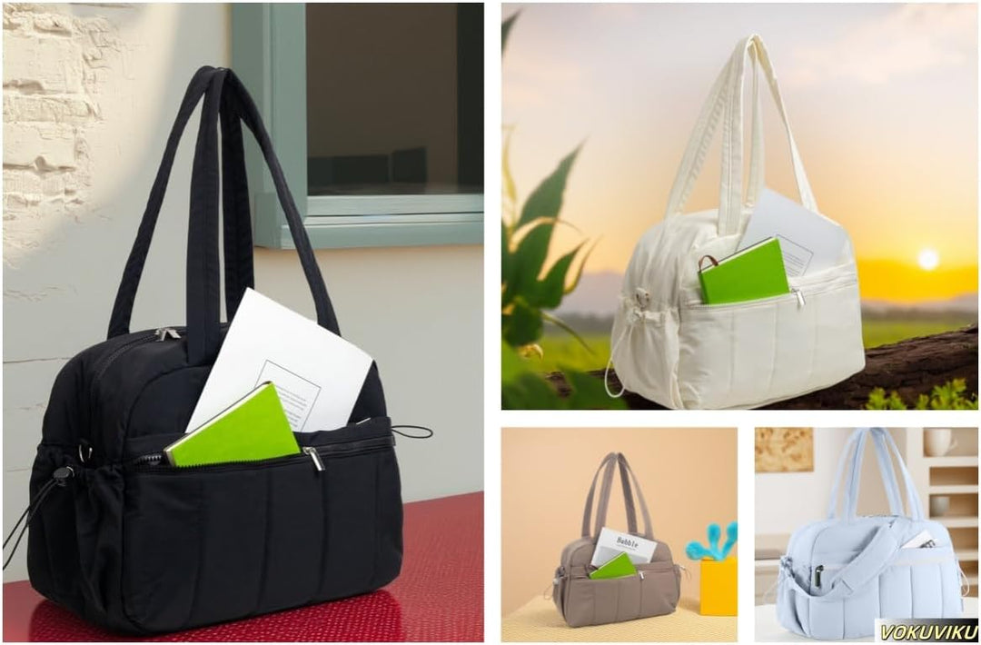 Puffer Reisetasche Damen, Sporttasche Gym Travel Bag, Handgepäck Tasche Weekender mit PVC nasse Tasc