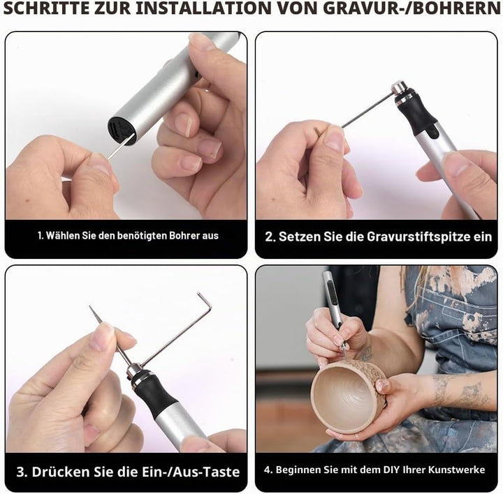 Ainiv USB Wiederaufladierbar Gravur Werkzeug Kit, Elektrischer Mini Graveur Gravurwerkzeug, Tragbar