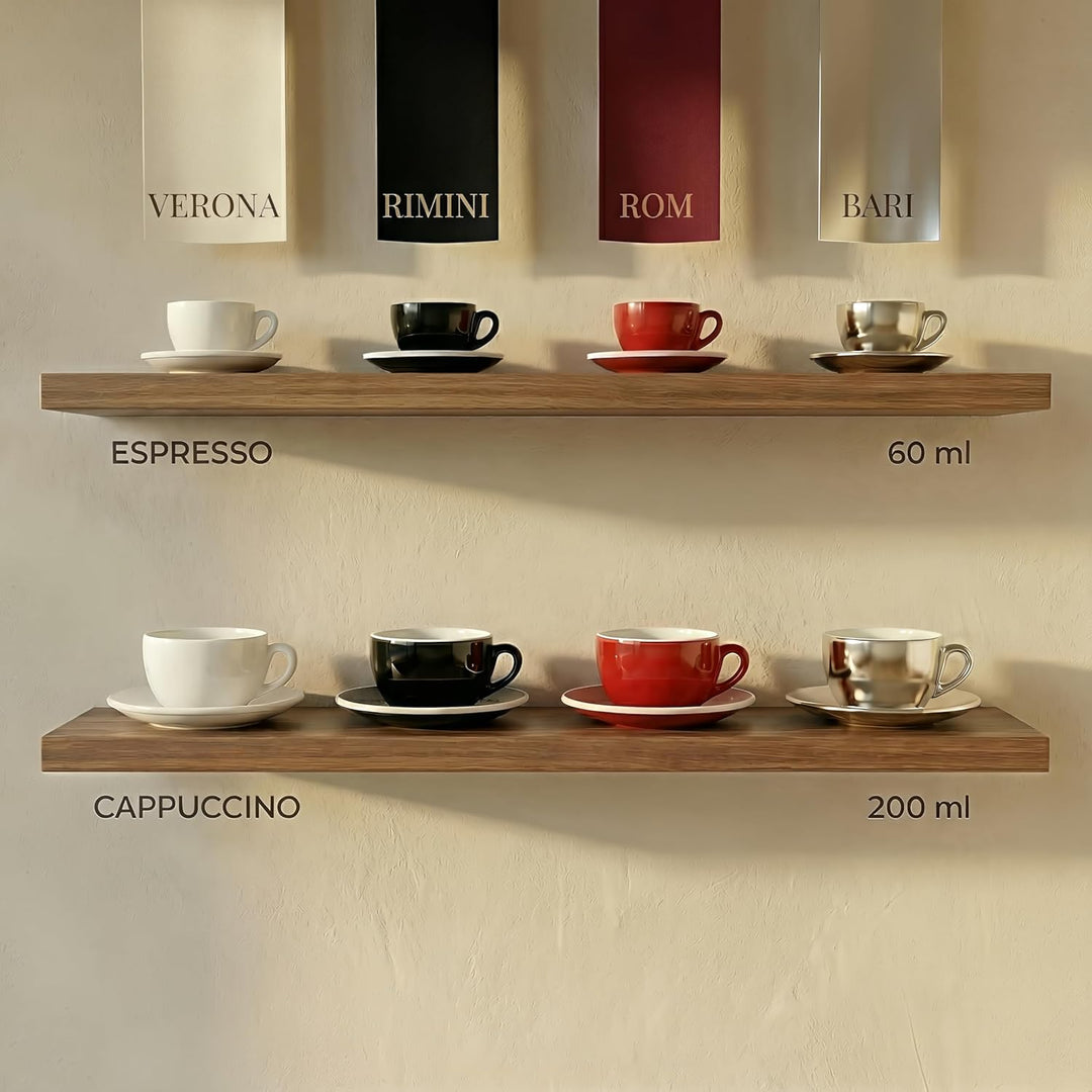 6x Espressotassen | Weiss | Italian Style | dickwandig & schwer | spülmaschinenfest | Espresso 6er S