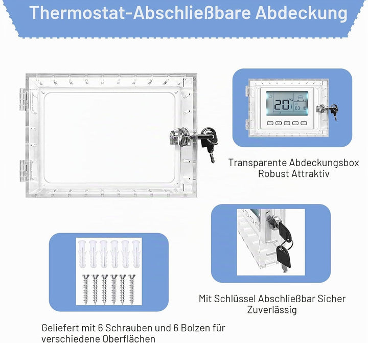GAESHOW Universal Wand Transparenter Thermostat Schutz, Thermostat Schliesskasten mit Schlüssel, Acr